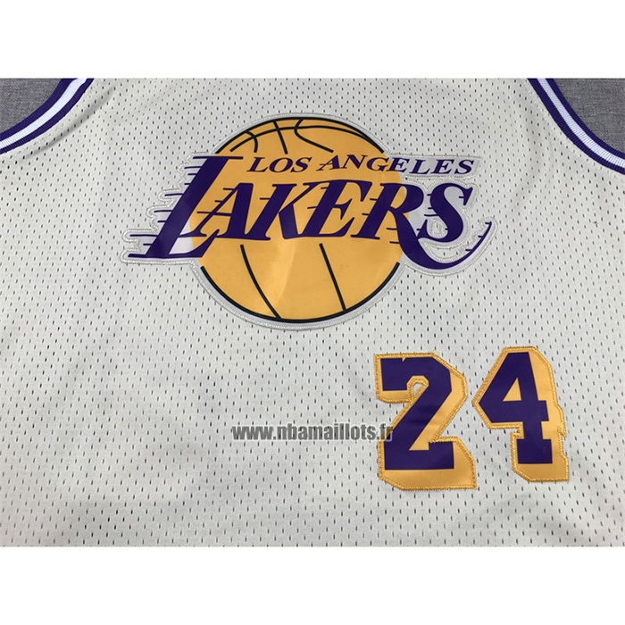 Maillot Los Angeles Lakers Kobe Bryant NO 24 Mitchell & Ness Chainstitch Creme